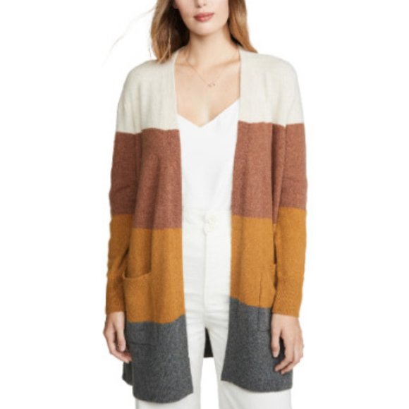 Madewell Kent Coziest Yarn Wool Cardigan Color Block Longline Duster Fall Cozy-S - Picture 1 of 15